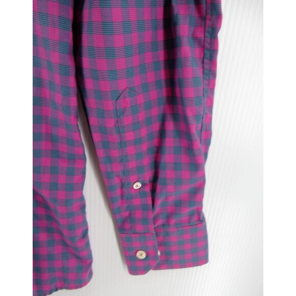 Eton Shirt 16 Pink Button Down Plaid Slim Preppy Casual Woven Large - Picture 3 of 10